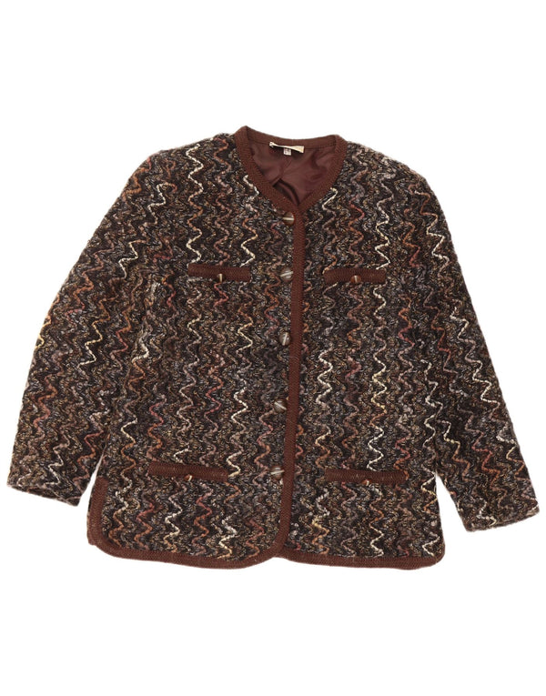 Maglificio Veste blazer à 5 boutons pour femme UK 16 en laine à chevrons marron