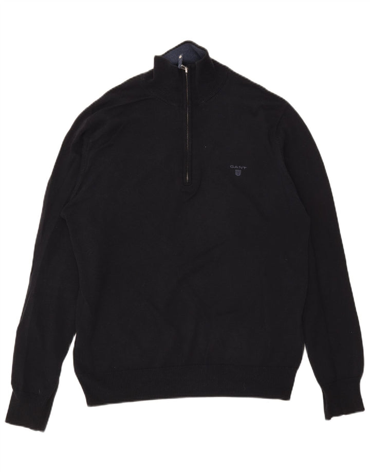 Gant Pull Col Zippé Homme Bleu Marine Moyen Coton