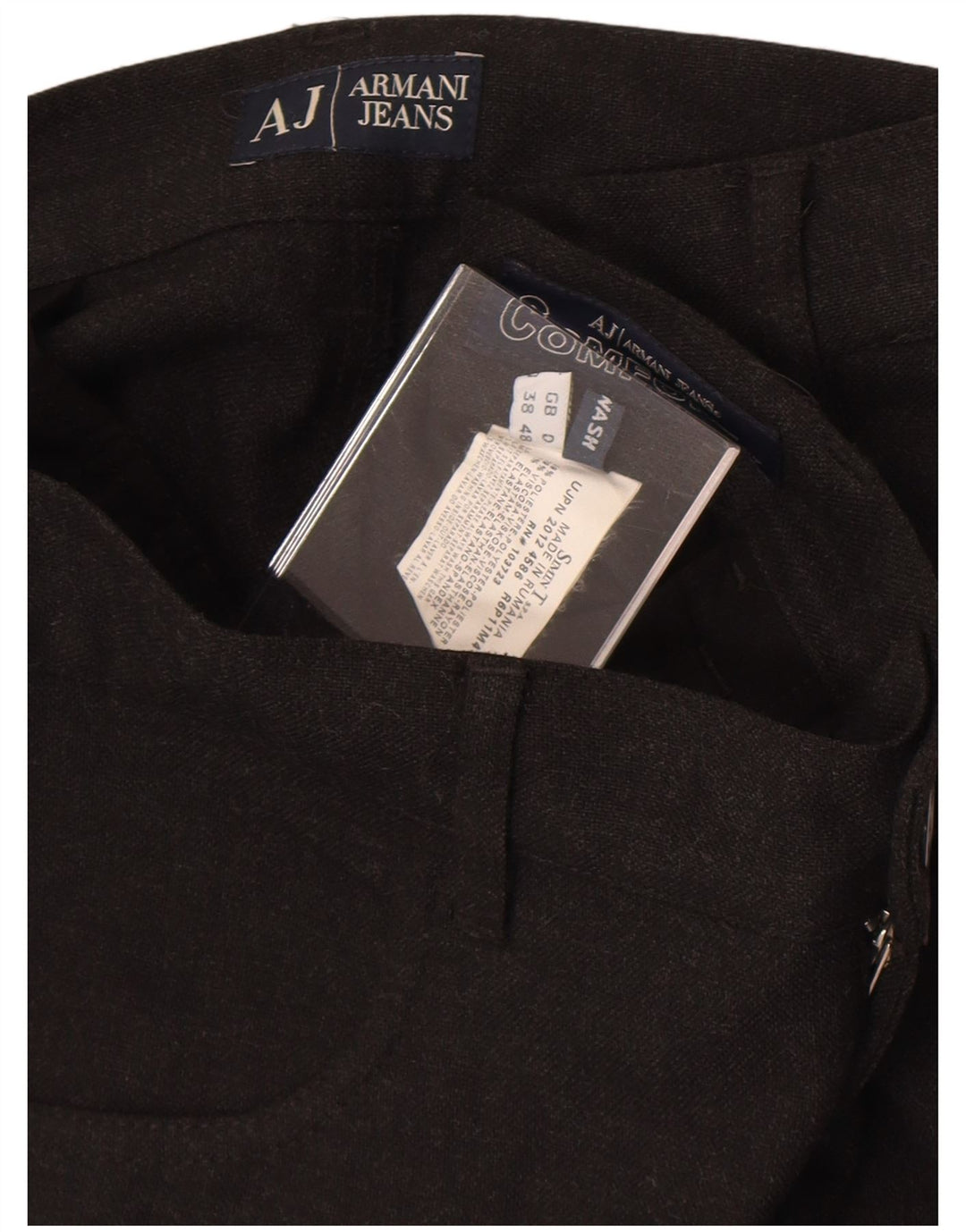 Armani Pantalon décontracté droit pour homme IT 48 Medium W32 L27 Noir Polyester