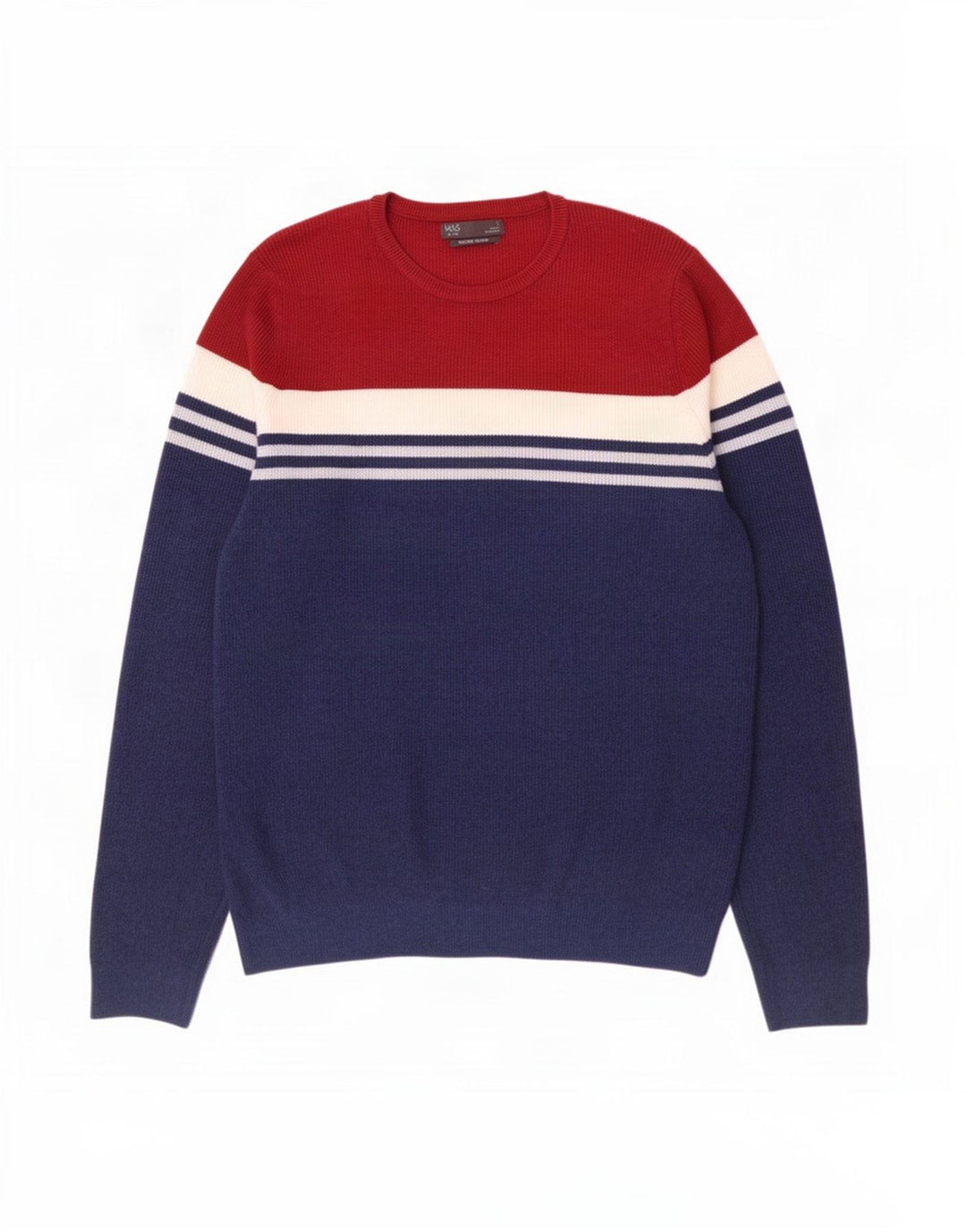Marks & Spencer Pull à col rond pour homme Bleu Large Colorblock