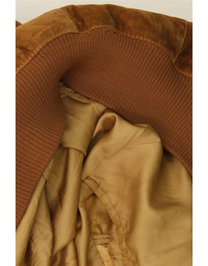 vintage Mens Suede Bomber Jacket UK 40 Grand Cuir Beige