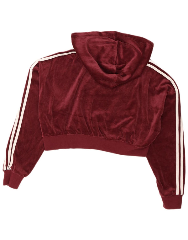 Adidas Pull à capuche surdimensionné en velours pour femme UK 8 Petit Bordeaux