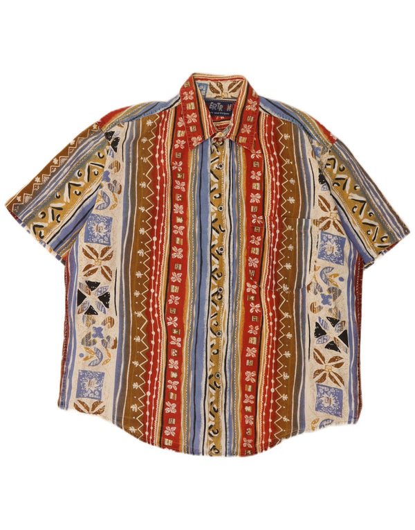 vintage Chemise à manches courtes pour hommes Moyen Multicolore Patchwork Coton