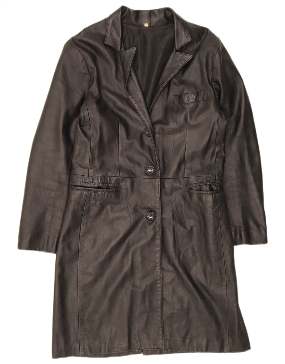 manteau en cuir femme vintage UK 18 XL Cuir Noir