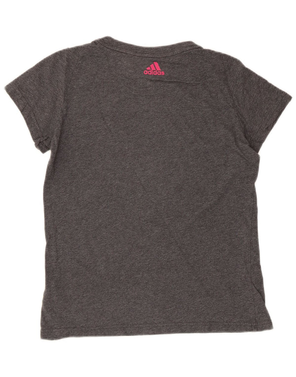 Adidas T-shirt graphique pour femme UK 12/14 Gris moyen Coton