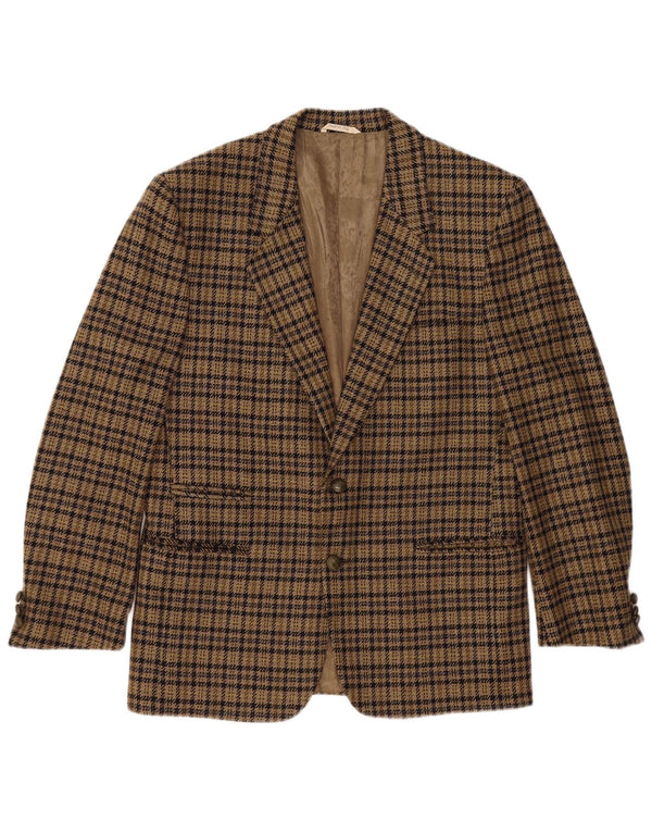 Luigi Botto Veste Blazer 2 Boutons pour Homme UK 40 Grande Laine Pied-de-Poule Marron