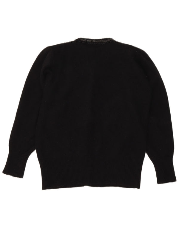 Lady Laura Cardigan surdimensionné pour femme US 1 XS en laine d'agneau noire