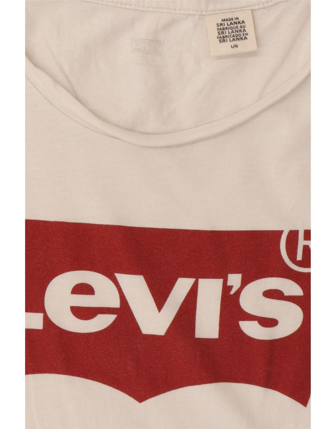 LEVI'S T-shirt graphique pour femme UK 14 Large Blanc