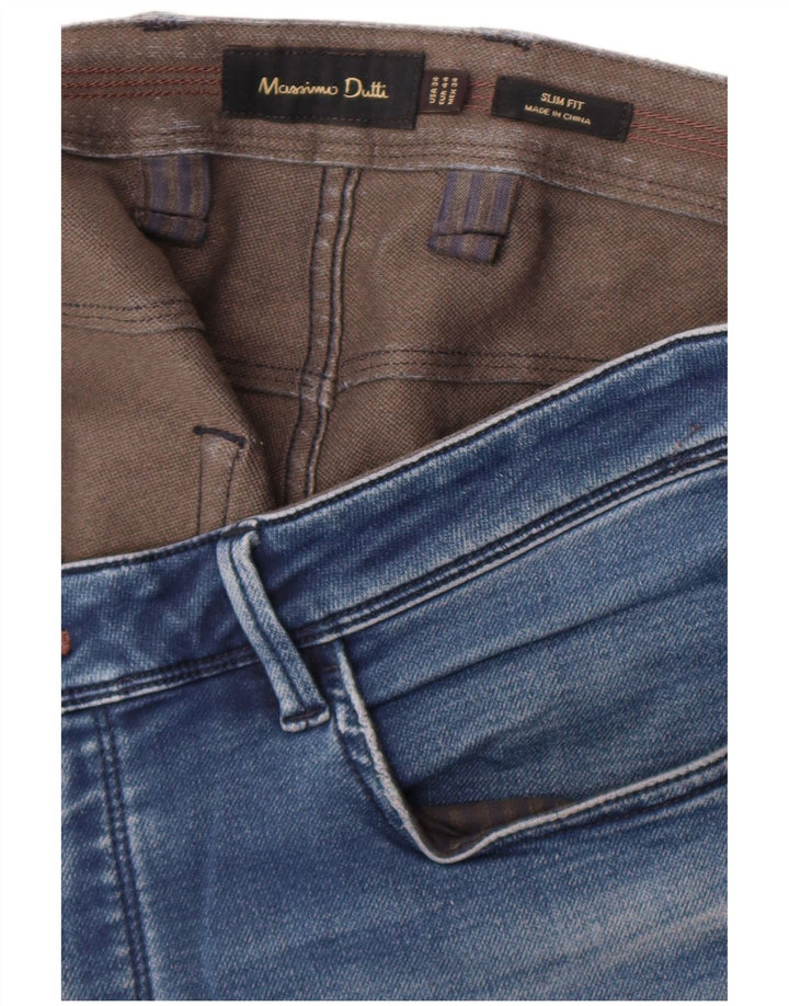 Massimo Dutti Jean slim pour homme EU 44 Large W34 L32 Bleu