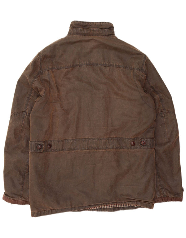 WHITE STUFF Veste en coton ciré pour hommes UK 40 Large Marron Coton