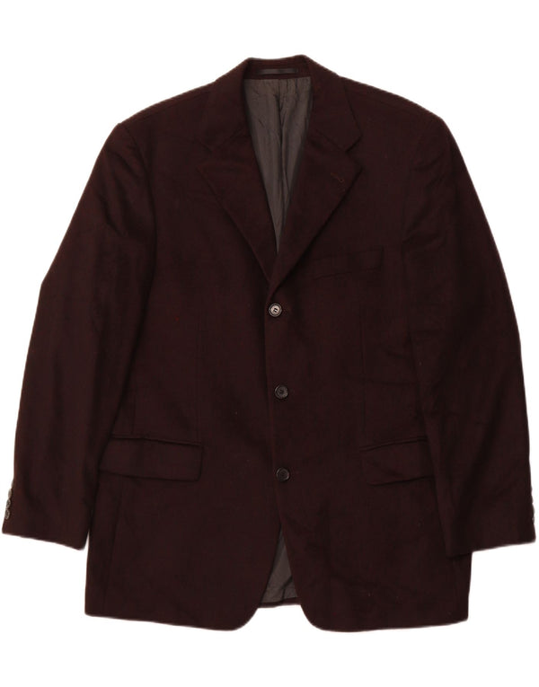 HUGO BOSS Veste Blazer 3 Boutons Homme UK 40 Large Laine Vierge Bordeaux