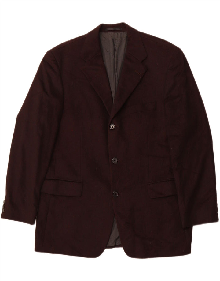 HUGO BOSS Veste Blazer 3 Boutons Homme UK 40 Large Laine Vierge Bordeaux