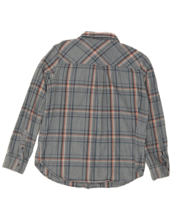 Fat Face Chemise en flanelle pour femme UK 14 Grand coton à carreaux bleu