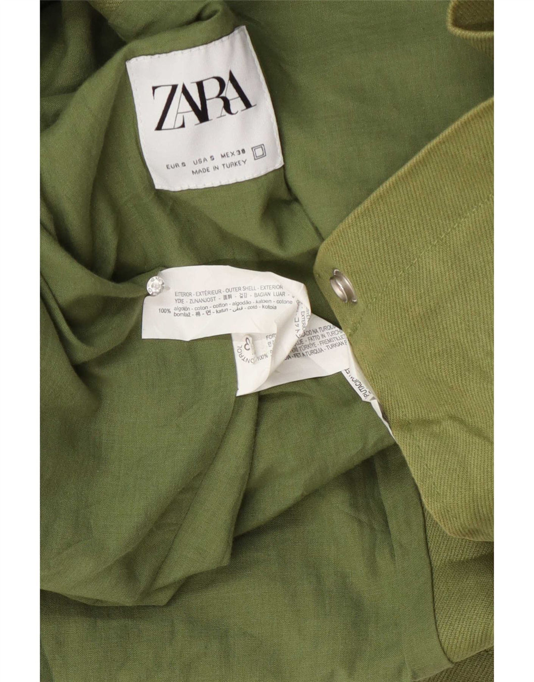 Zara Mens Bomber Jacket UK 36 Petit Vert Coton