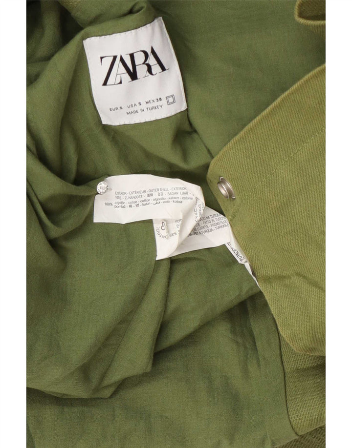 Zara Mens Bomber Jacket UK 36 Petit Vert Coton