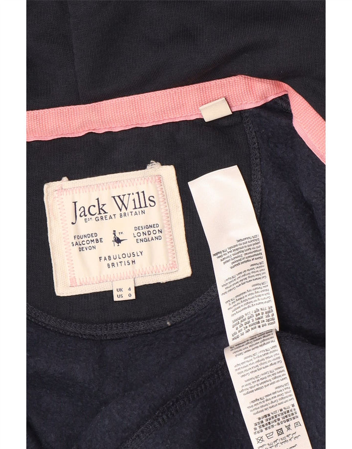JACK WILLS Pull à capuche zippé pour femme UK 4 XS Bleu marine Coton