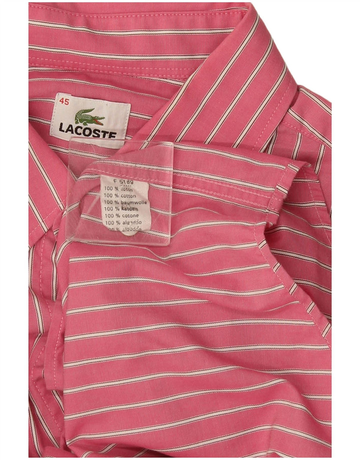 Lacoste Chemise Homme Taille 45 XL Coton Rayé Rose