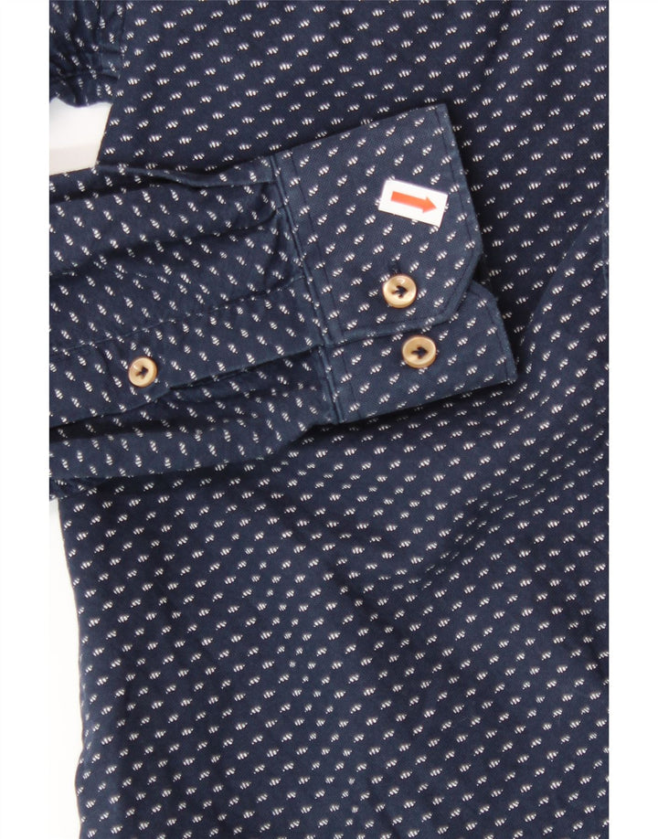 ZARA Mens Slim Fit Flannel Shirt Small Navy Blue Spotted Vintage Zara and Second-Hand Zara from Messina Hembry 