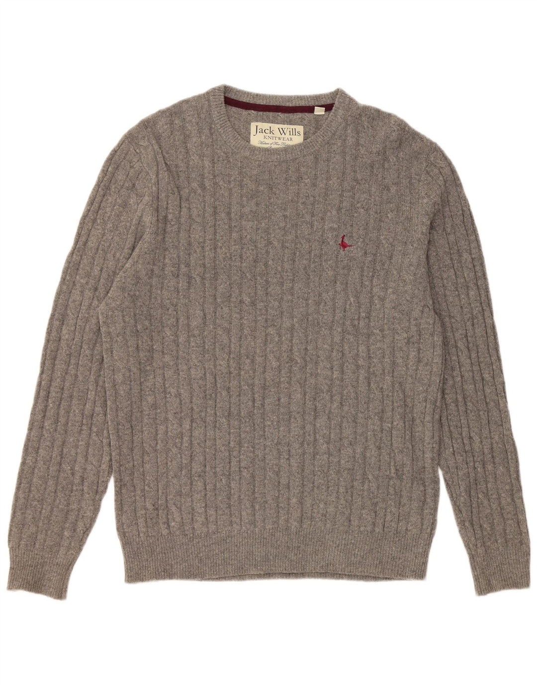 JACK WILLS Pull col rond homme XL gris laine mérinos