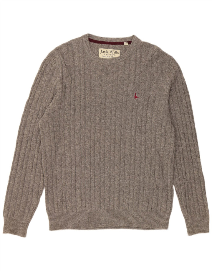 JACK WILLS Pull col rond homme XL gris laine mérinos