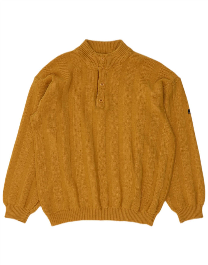 Boat House Pull à col boutonné pour homme IT 52 Large Jaune Laine vierge