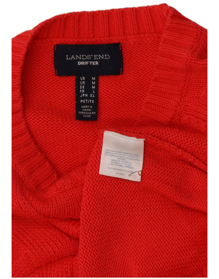 LANDS END Pull à col rond pour femme en coton rouge moyen UK 12
