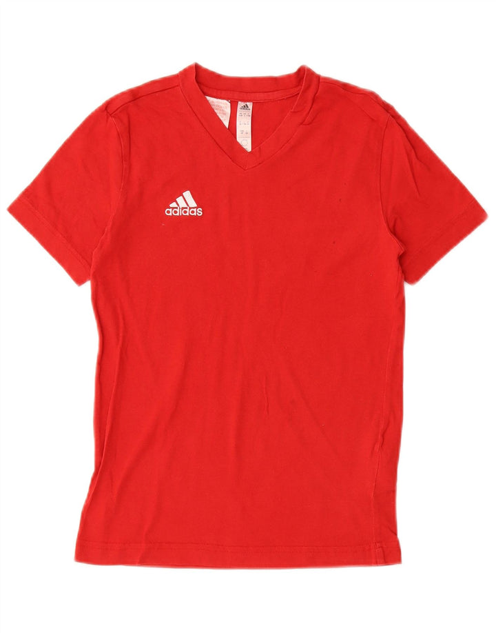 ADIDAS Boys T-Shirt Top 9-10 Years Red Cotton