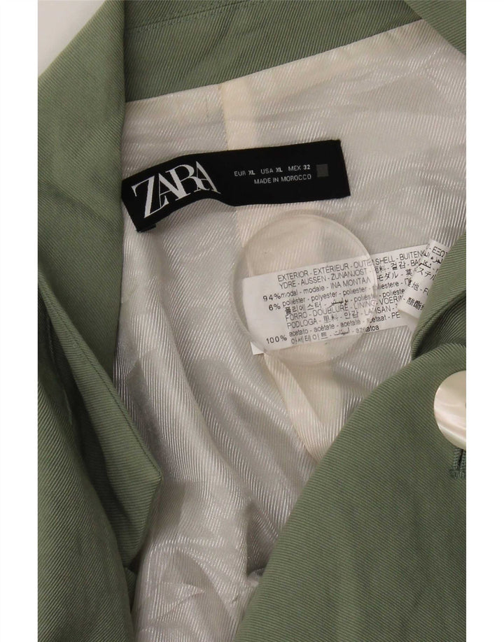 Zara Veste Blazer 1 Bouton Femme UK 18 XL Vert Modal