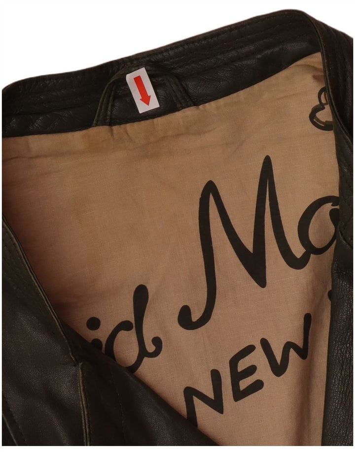 DAVID MOORE Veste de motard courte pour femme UK 16 Grand cuir colorblock vert