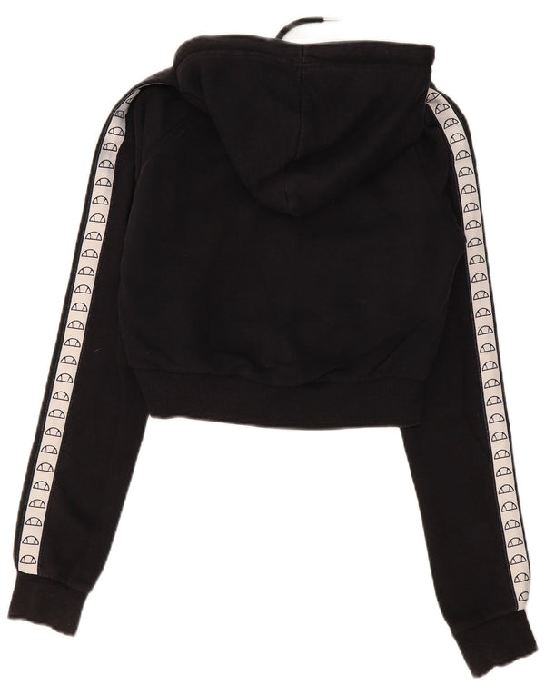 Ellesse Pull à capuche court zippé pour femme UK 10 Small Black Colourblock