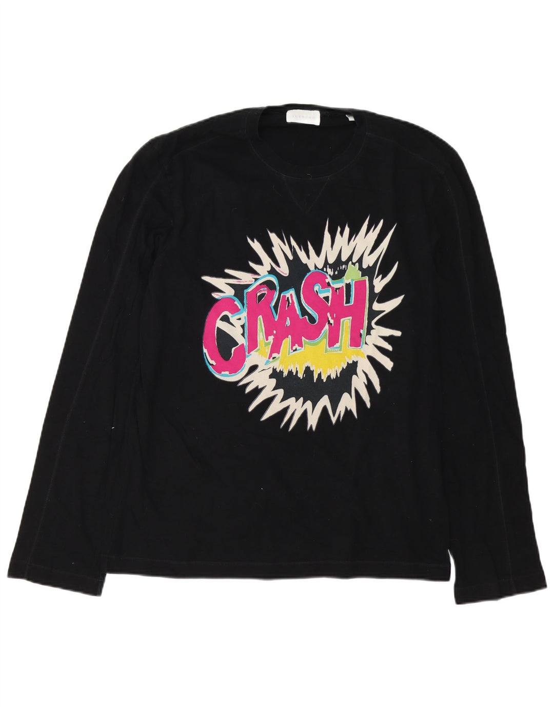 Iceberg Haut graphique à manches longues pour homme en coton noir