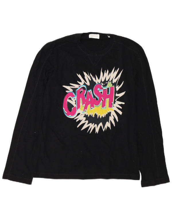 Iceberg Haut graphique à manches longues pour homme en coton noir
