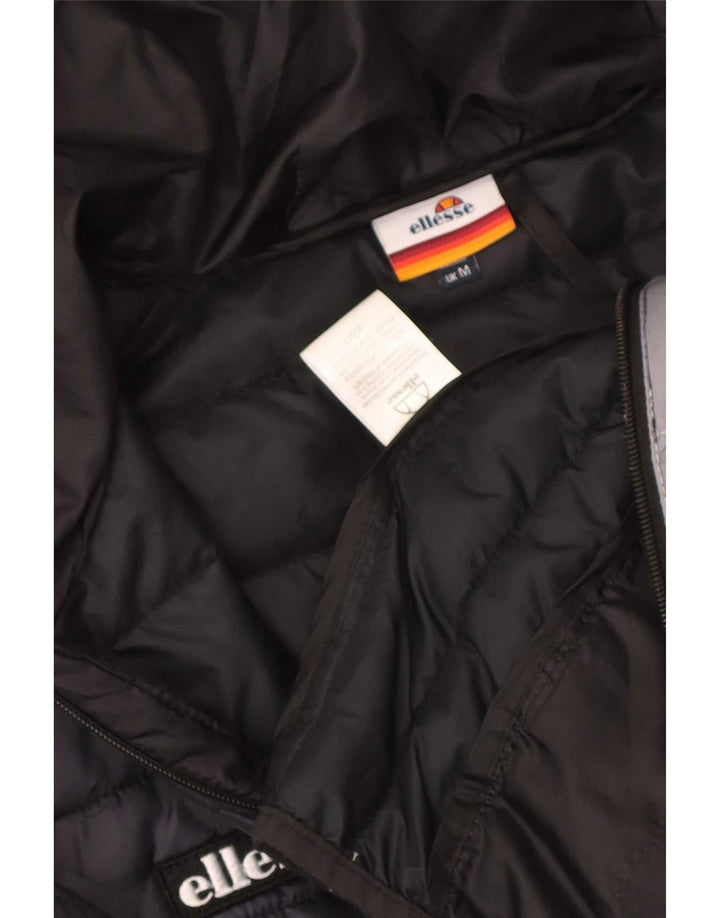 Ellesse Veste matelassée à capuche pour femme UK 14 Medium Navy Blue Colourblock