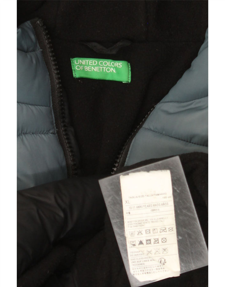 BENETTON Veste matelassée graphique pour garçon 10-11 ans XL Noir Colourblock