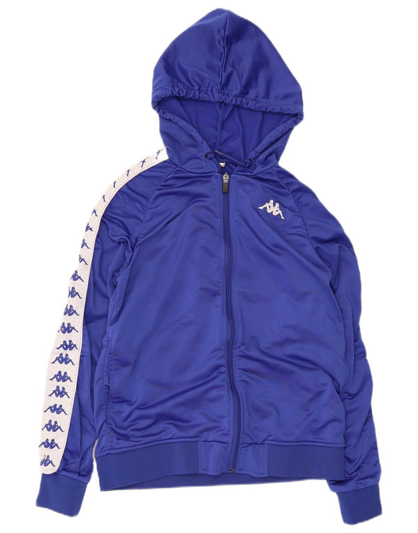KAPPA Pull à capuche zippé graphique pour femme UK 10 Small Bleu Colorblock