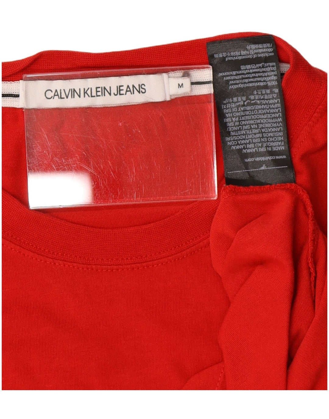 CALVIN KLEIN JEANS T-Shirt Graphique Femme UK 14 Coton Rouge Moyen