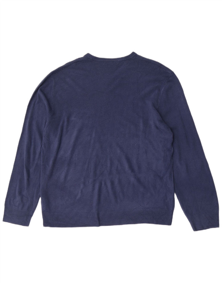 MARKS & SPENCER Pull col V pour homme 2XL Bleu Acrylique