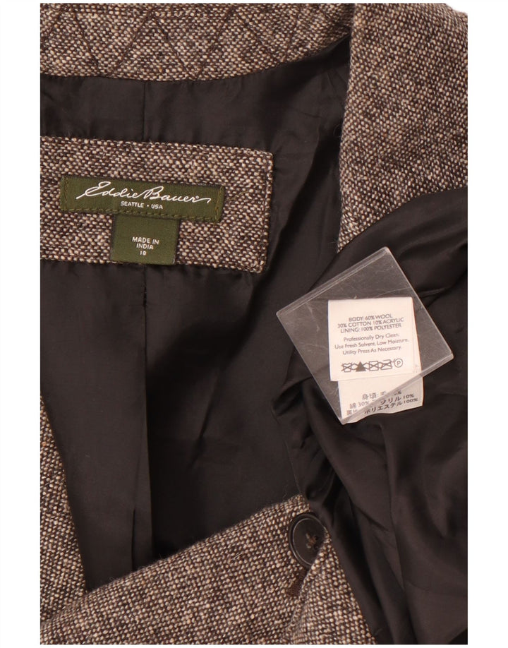 EDDIE BAUER Veste Blazer 2 Boutons Femme US 18 2XL Laine Grise