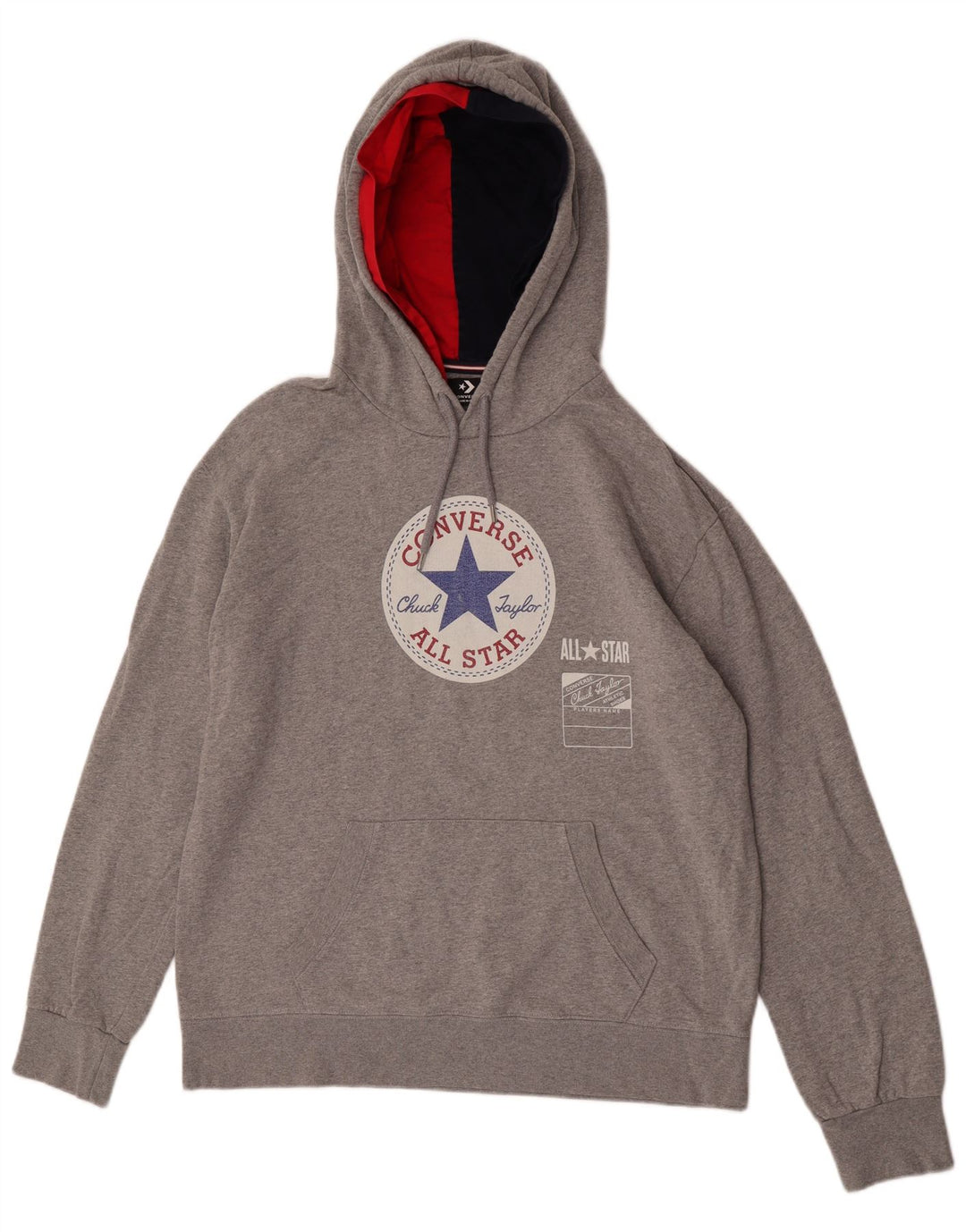 Converse Pull à capuche graphique pour homme en coton gris Taille L