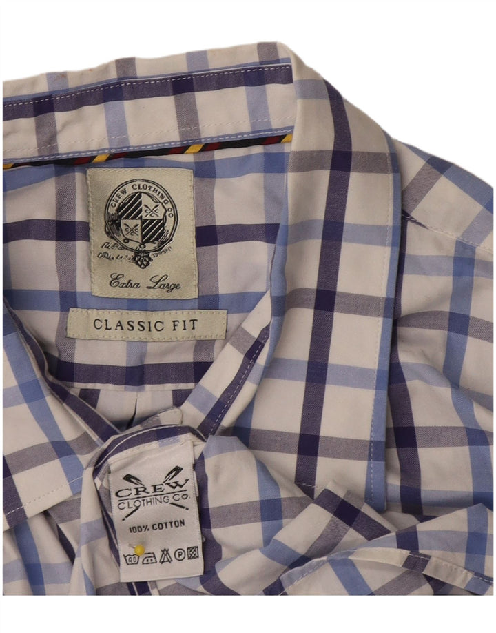 Crew Chemise à manches courtes pour homme Coupe classique XL en coton à carreaux blancs