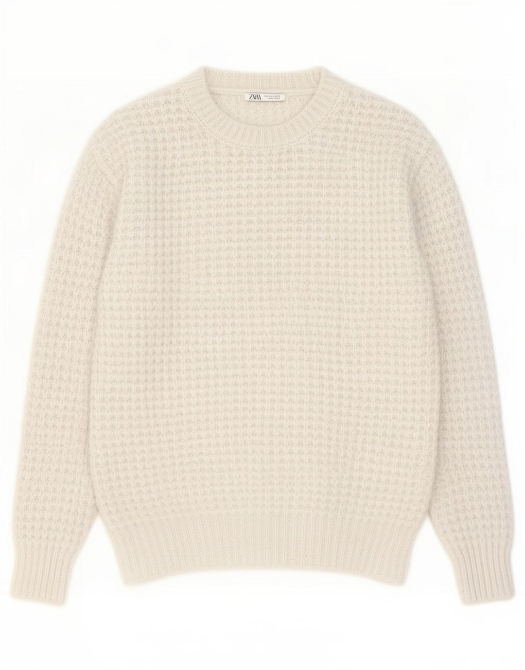 Zara Pull à col rond pour homme en polyester blanc moyen