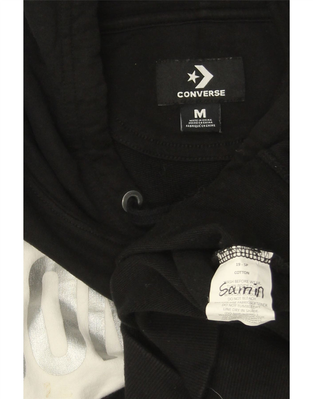 CONVERSE Pull à capuche graphique pour homme en coton color block noir moyen