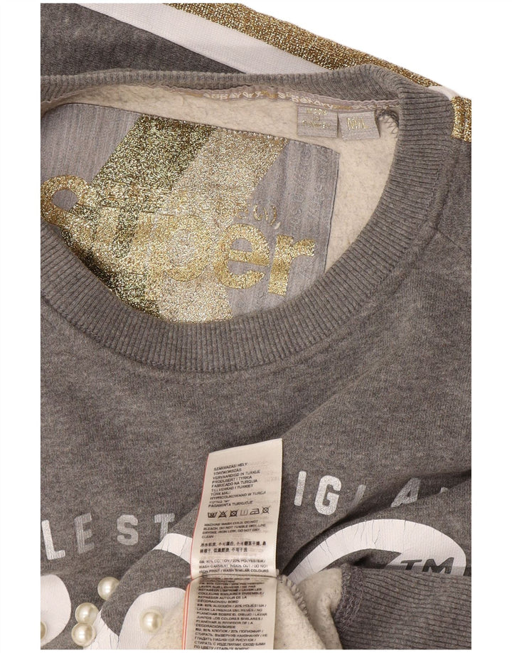 Superdry Sweat-shirt surdimensionné pour femme UK 14 Gris moyen Colourblock
