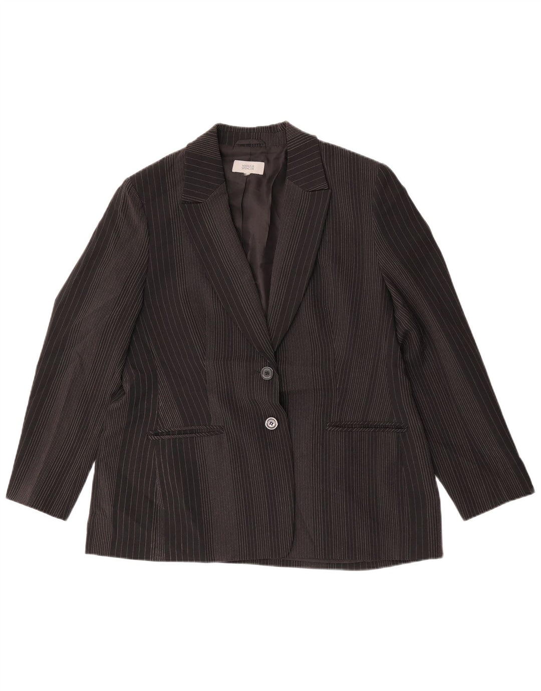 Marks & Spencer Veste blazer à 2 boutons pour femme UK 14 Grandes rayures noires
