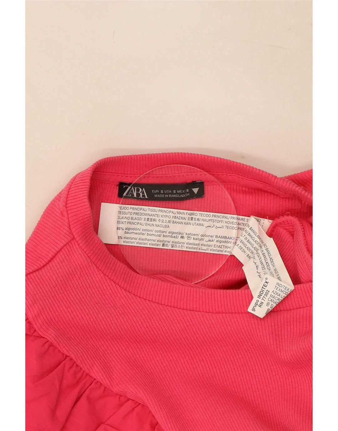 Zara Body Batwing Femme UK 8 Petit Coton Rose