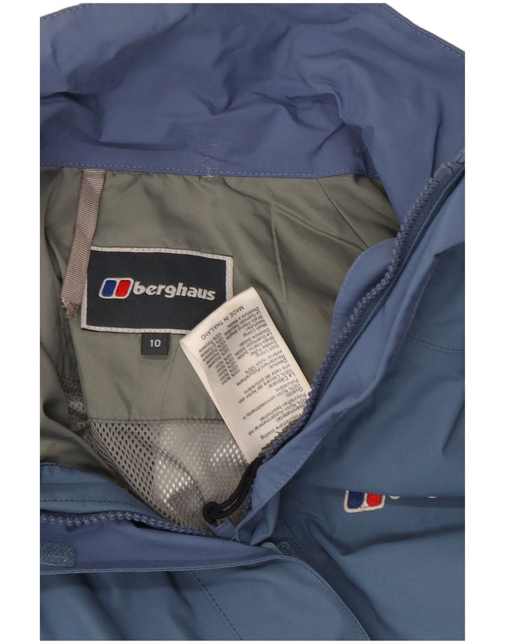 BERGHAUS Veste de pluie à capuche pour femme UK 10 Small Bleu Colorblock Nylon