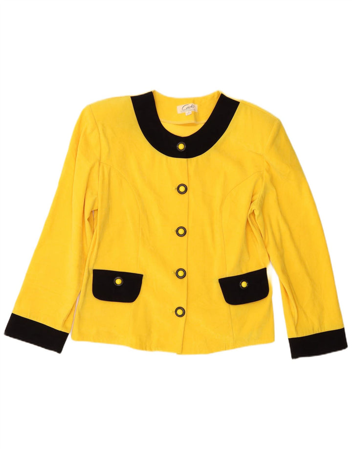 Carlo Comberti Veste Blazer 5 Boutons pour Femme UK 14 Grand Jaune Colorblock