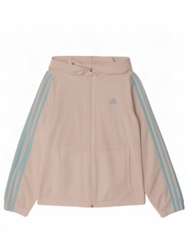 Adidas Pull à capuche zippé pour femme UK 12 Polyester blanc moyen