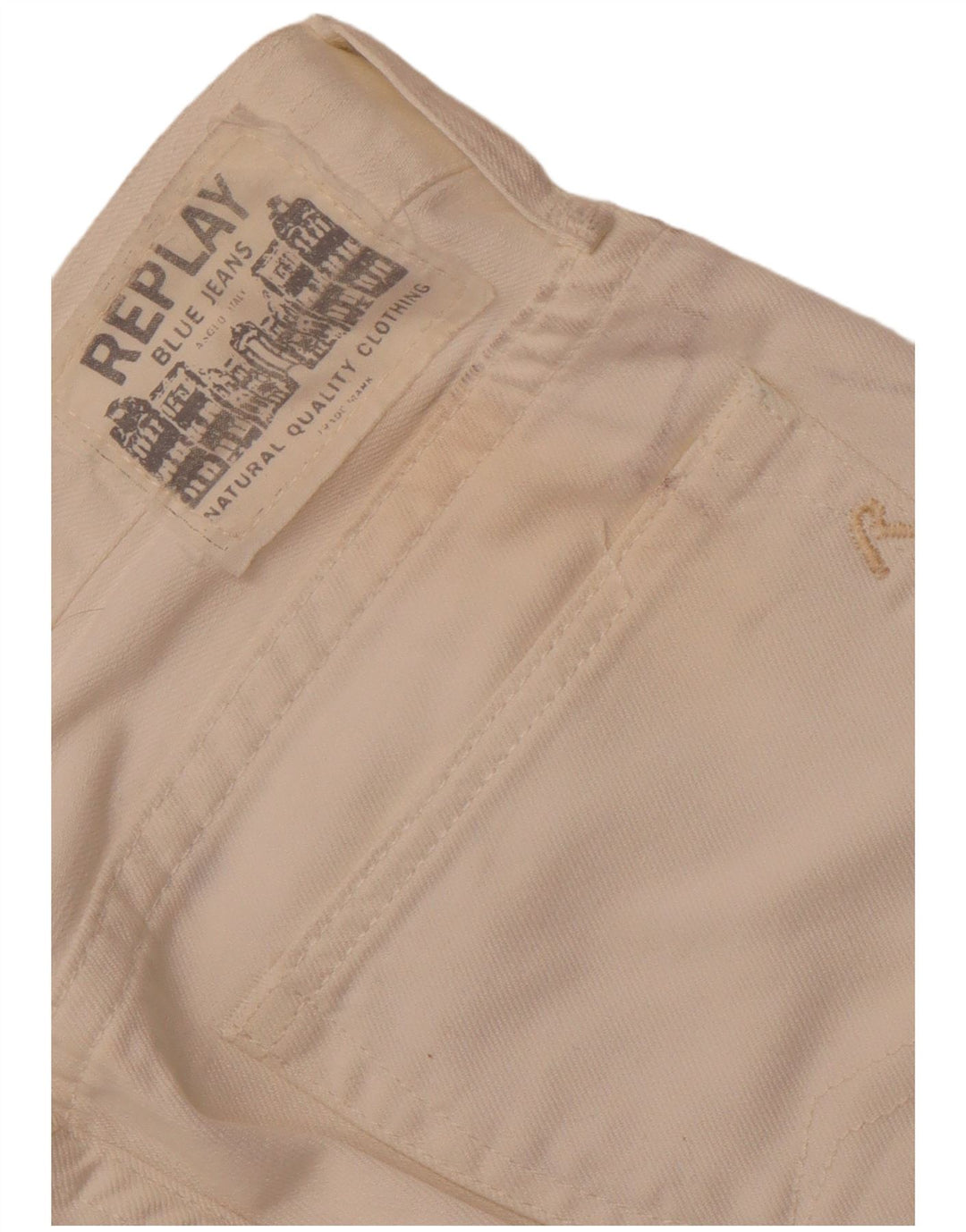 REPLAY Jean Droit Femme W33 L28 Blanc Cassé Coton