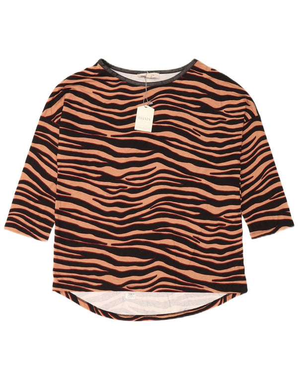 Oasis Haut surdimensionné à manches 3/4 pour femme UK 10 Petit imprimé animal marron